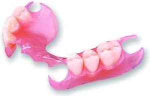 partials dentures on white background